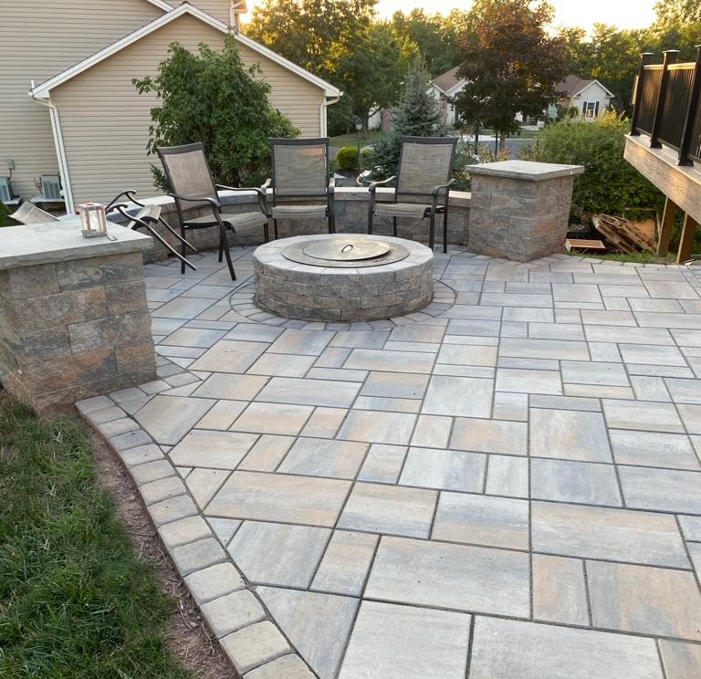 Paver patio seating area with outdoor living space